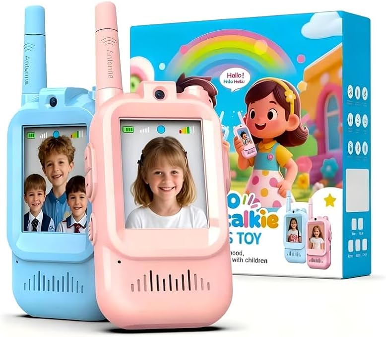 Kids Video Walkie Talkie Toy (2-Pack) - Rechargeable Fun Voice Changing Function for Boys & Girls